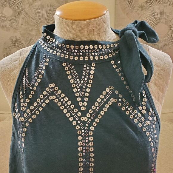 Free People Glitter City Tie Neck Tank Top sz Sm - Picture 4 of 11